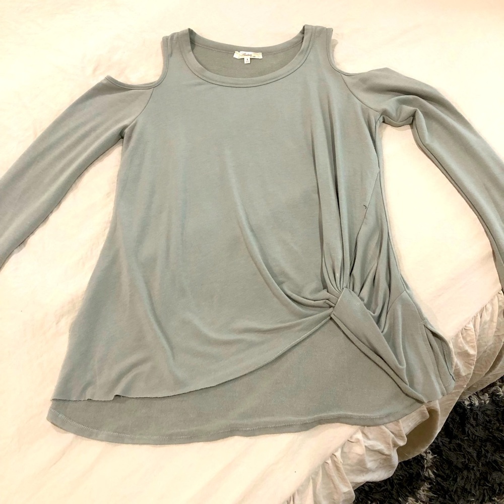 Large sage color knit pullover.